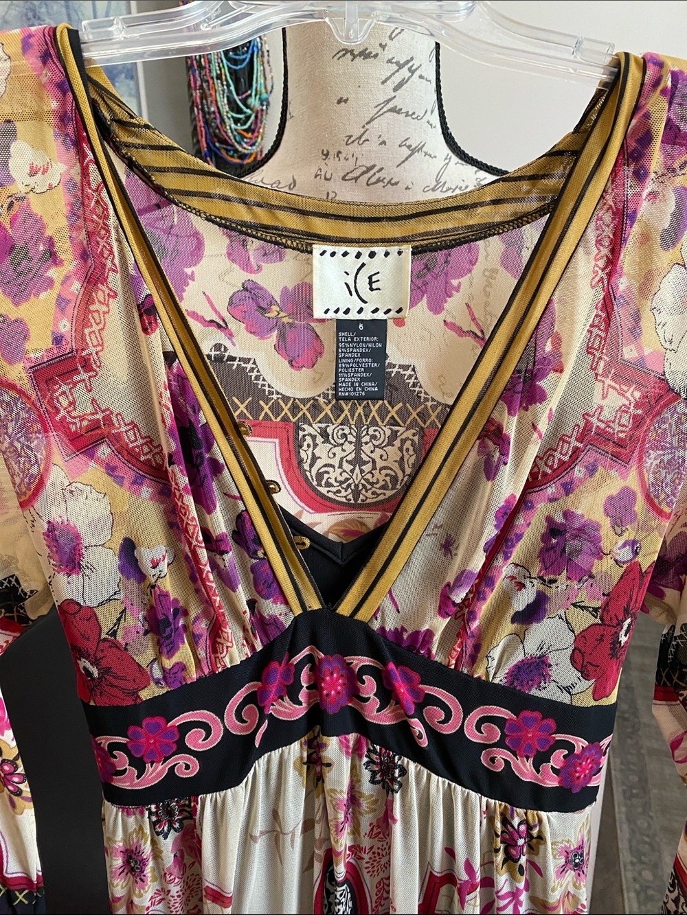 Ice Boho Midi Dress in Cream, Pink, Purple, Black - Picture 2 of 4